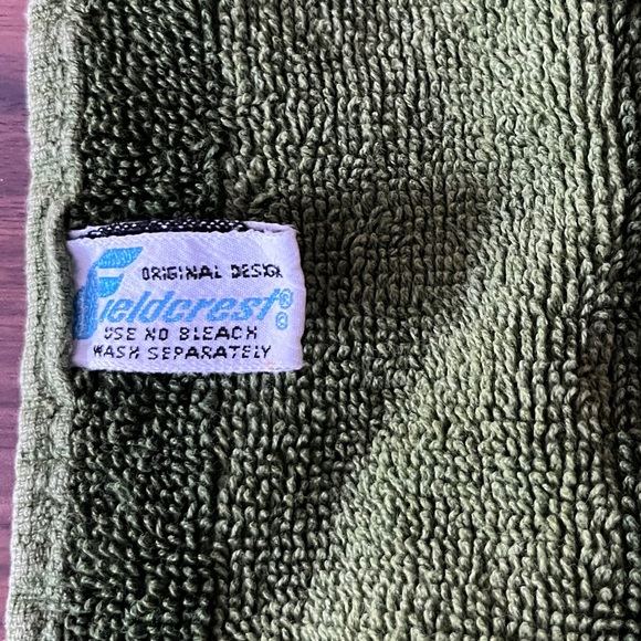 Fieldcrest MCM Green Sculpted Towel Fringe 70s Vintage 100% Cotton Made in USA - Picture 4 of 5